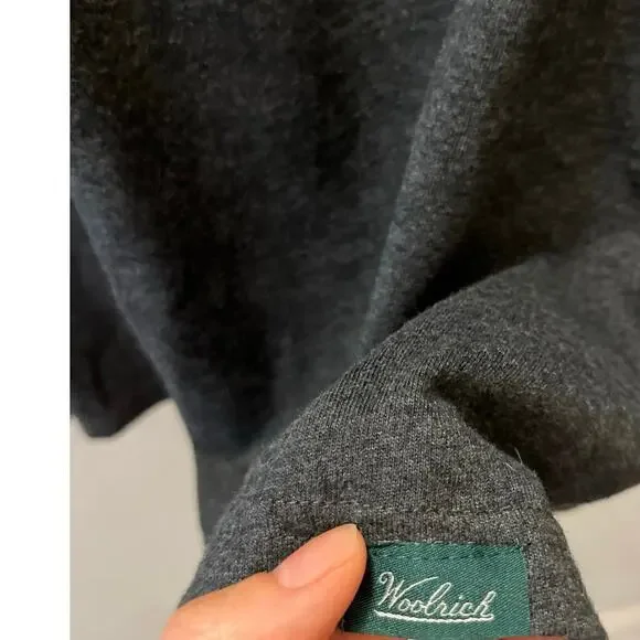 Woolrich Green Label Charcoal Long Sleeve Pocket Tee Shirt Men’s Small Cotton - Picture 5 of 5